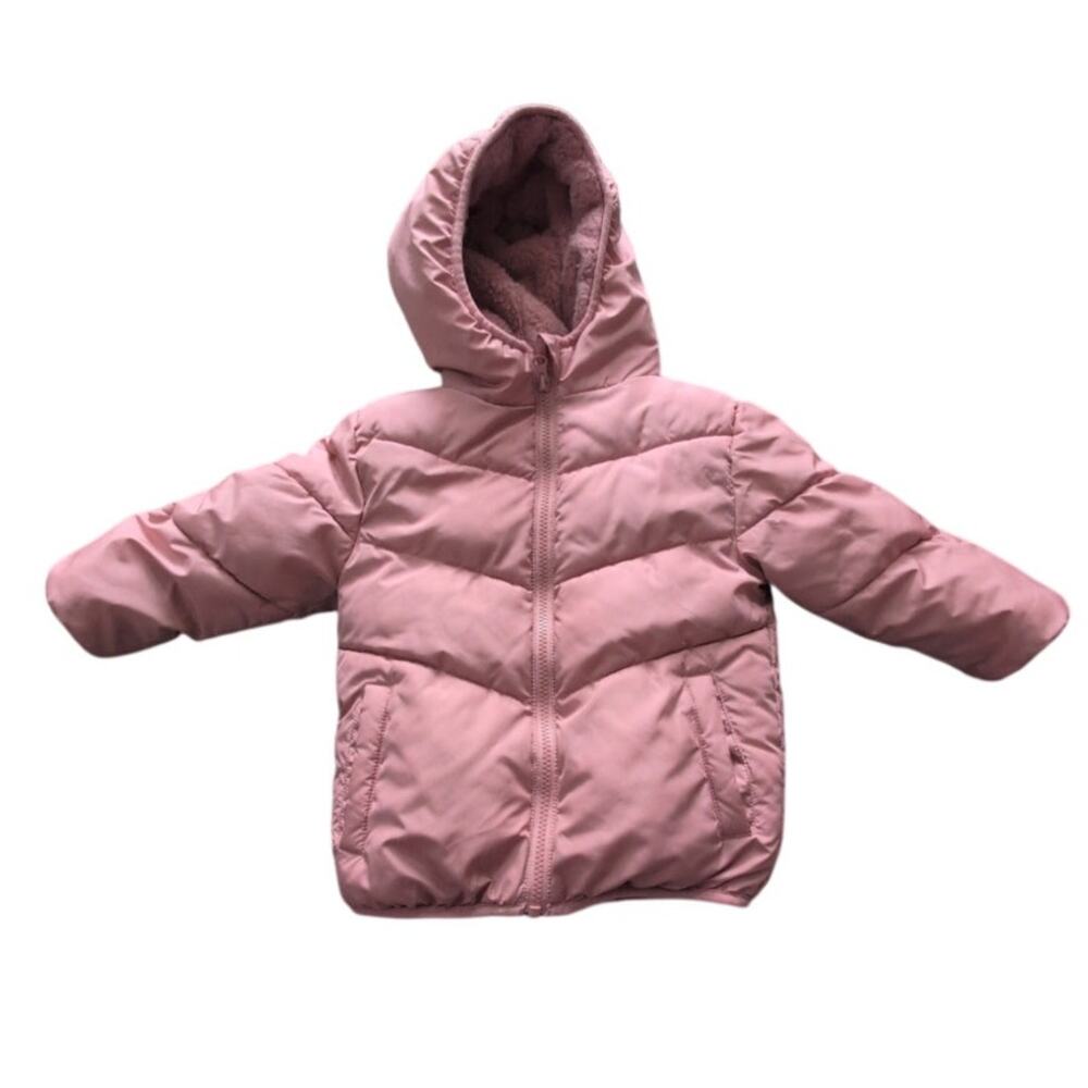 Swiss Tech Baby & Toddler Girls Puffer Jacket 3T Coastal Coral Hooded EUC